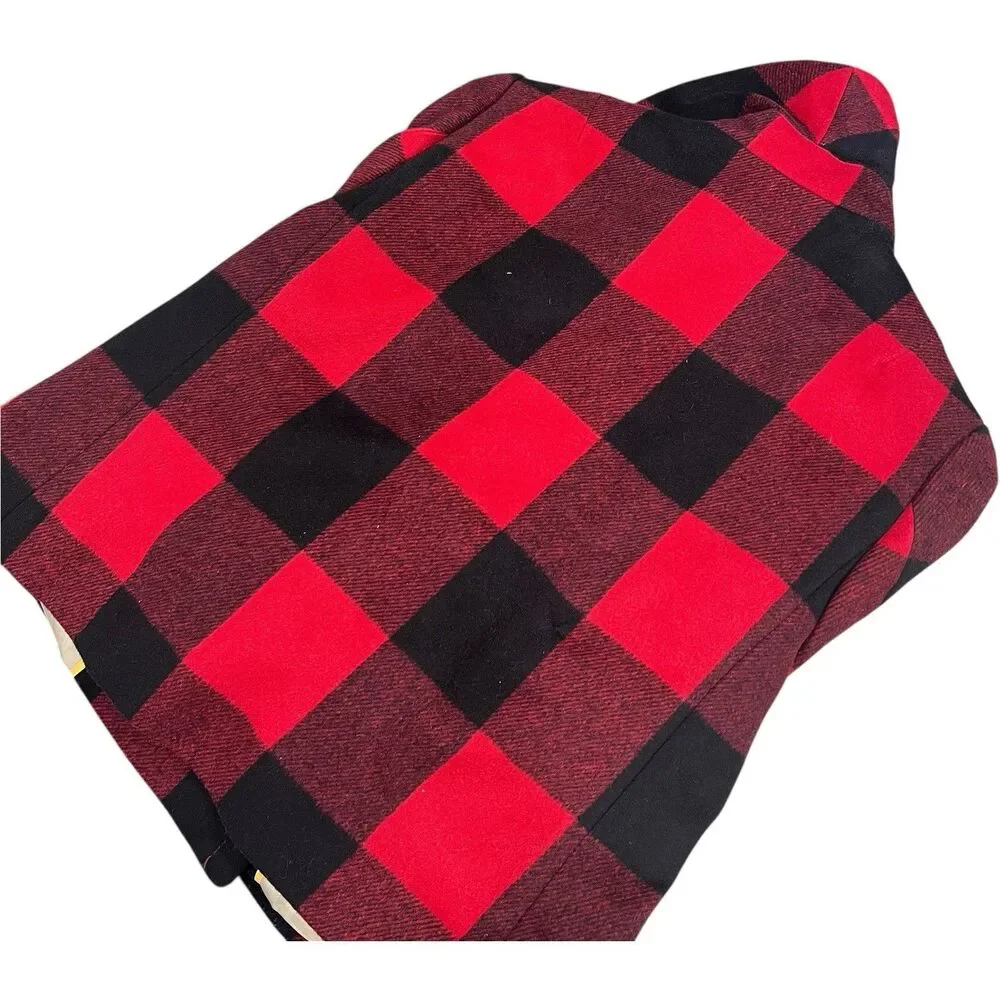 J Crew Womens 2 Red Black Buffalo Plaid Wool‎ Peacoat Fall Lumberjack - Picture 7 of 16